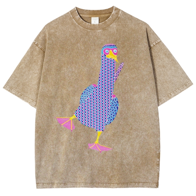 Unisex Geometry Boobie Printed Washed Tee