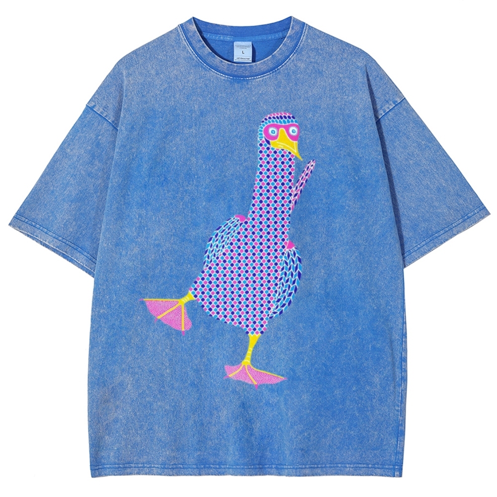 Unisex Geometry Boobie Printed Washed Tee
