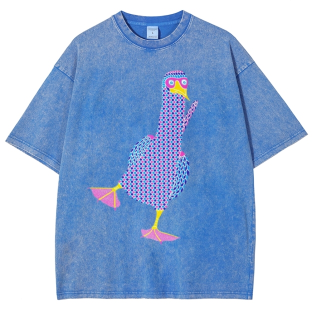 Unisex Geometry Boobie Printed Washed Tee