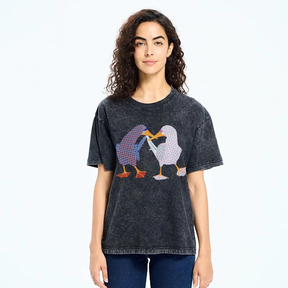 Unisex Geometry Boobie Printed Washed Tee