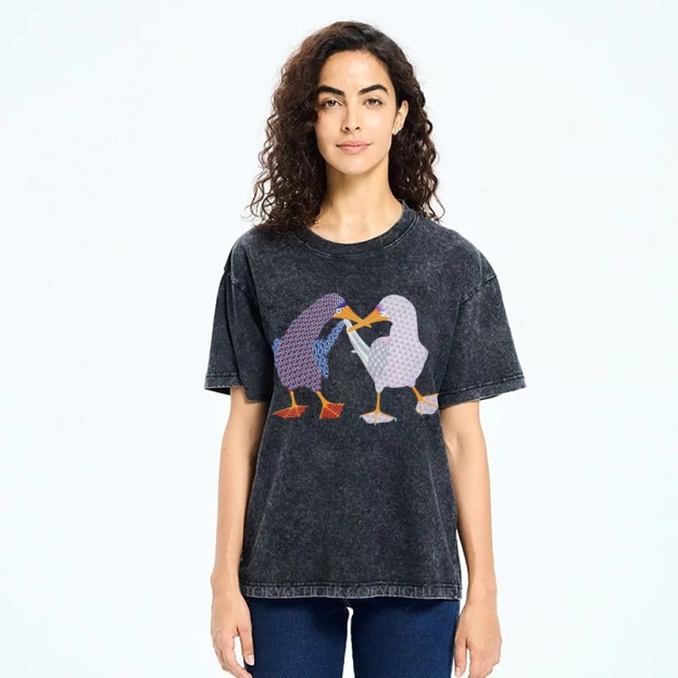 Unisex Geometry Boobie Printed Washed Tee