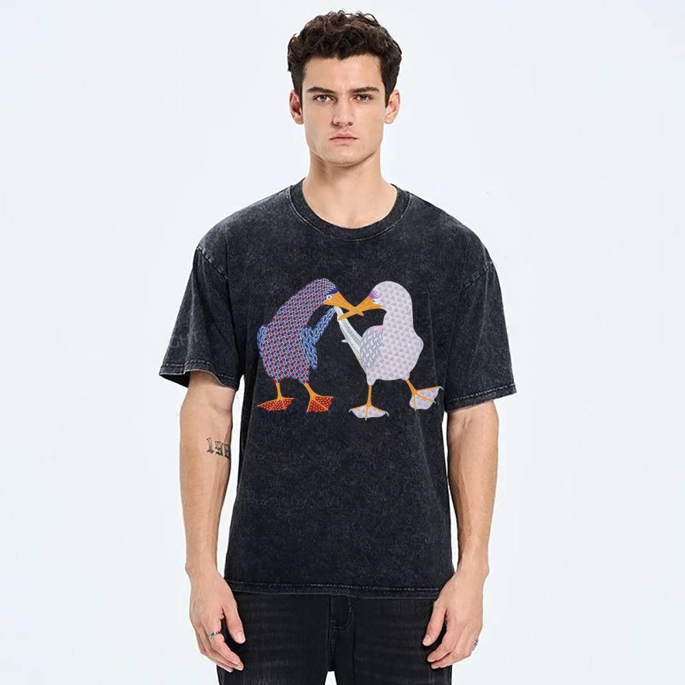Unisex Geometry Boobie Printed Washed Tee