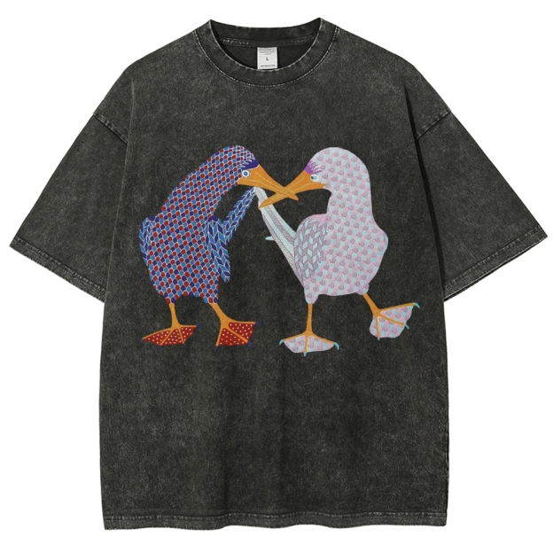 Unisex Geometry Boobie Printed Washed Tee