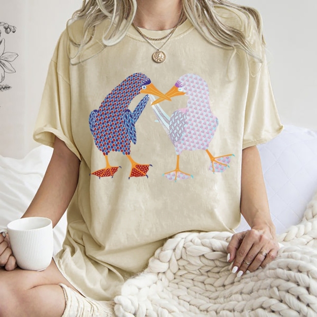 Unisex Geometry Boobie Printed Washed Tee