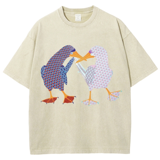 Unisex Geometry Boobie Printed Washed Tee
