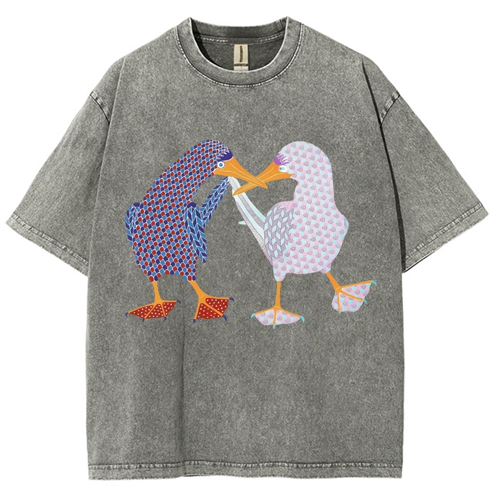 Unisex Geometry Boobie Printed Washed Tee