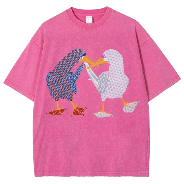Unisex Geometry Boobie Printed Washed Tee