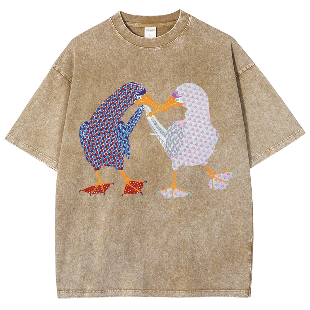 Unisex Geometry Boobie Printed Washed Tee