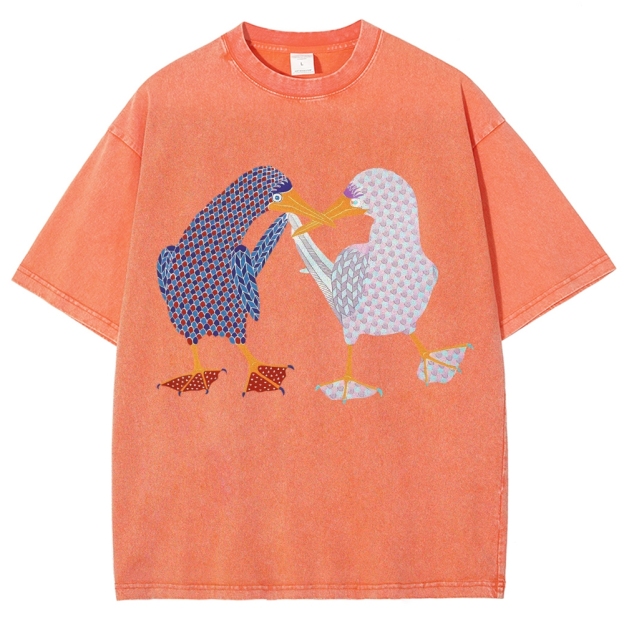Unisex Geometry Boobie Printed Washed Tee