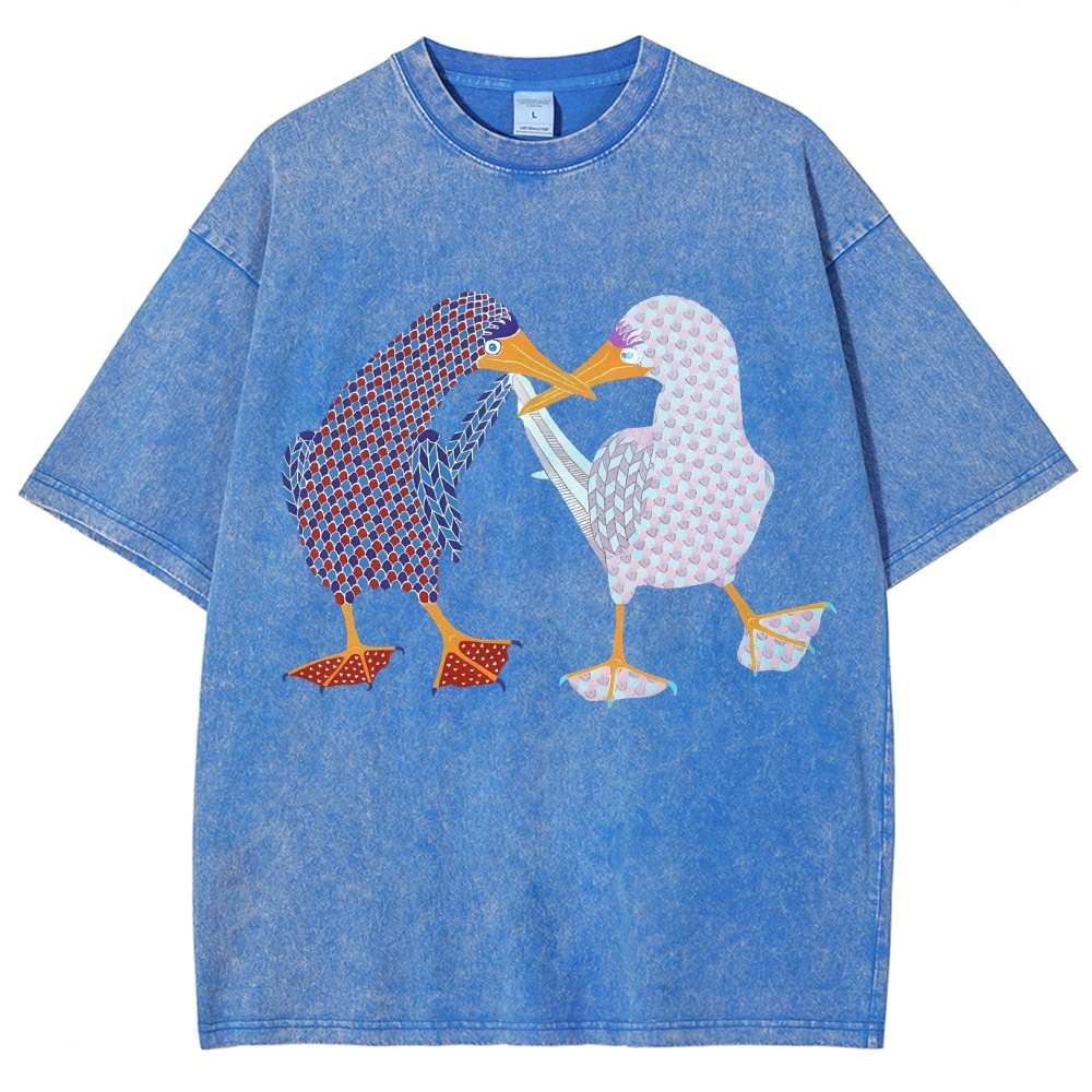 Unisex Geometry Boobie Printed Washed Tee