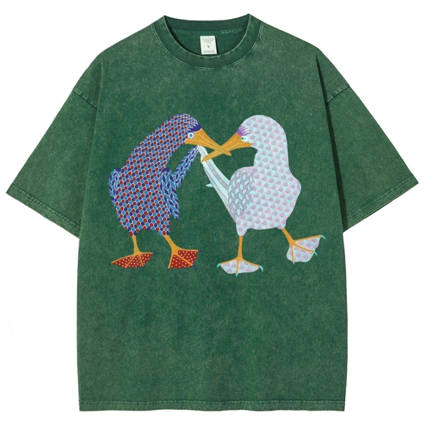 Unisex Geometry Boobie Printed Washed Tee