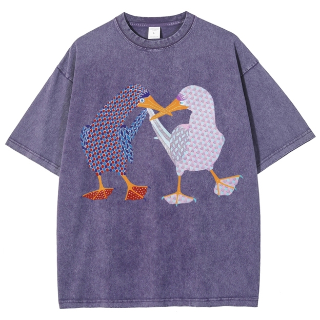 Unisex Geometry Boobie Printed Washed Tee