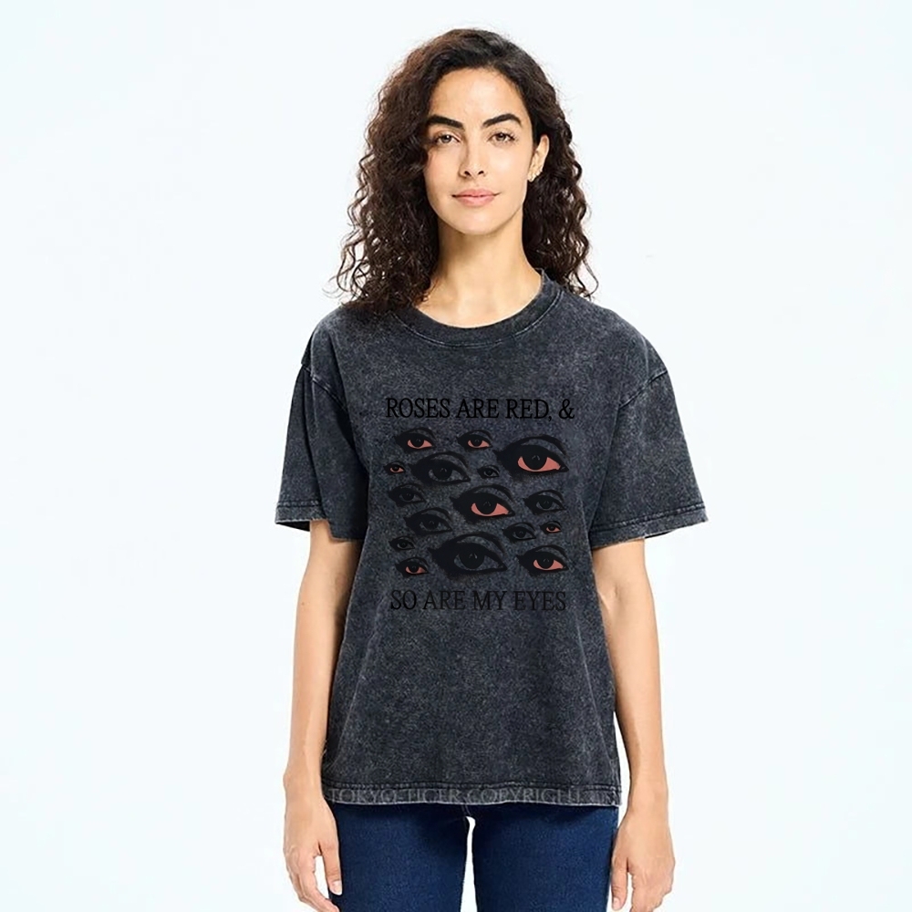 Red Eyes Art Design Unisex Washed T-shirt