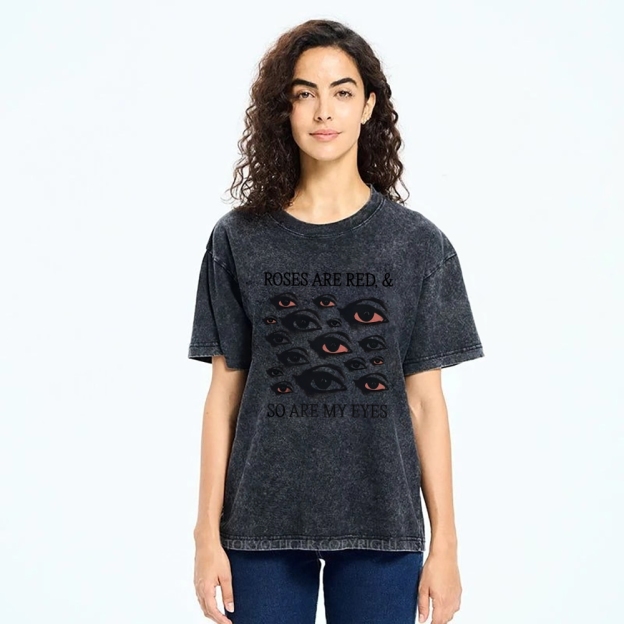 Red Eyes Art Design Unisex Washed T-shirt