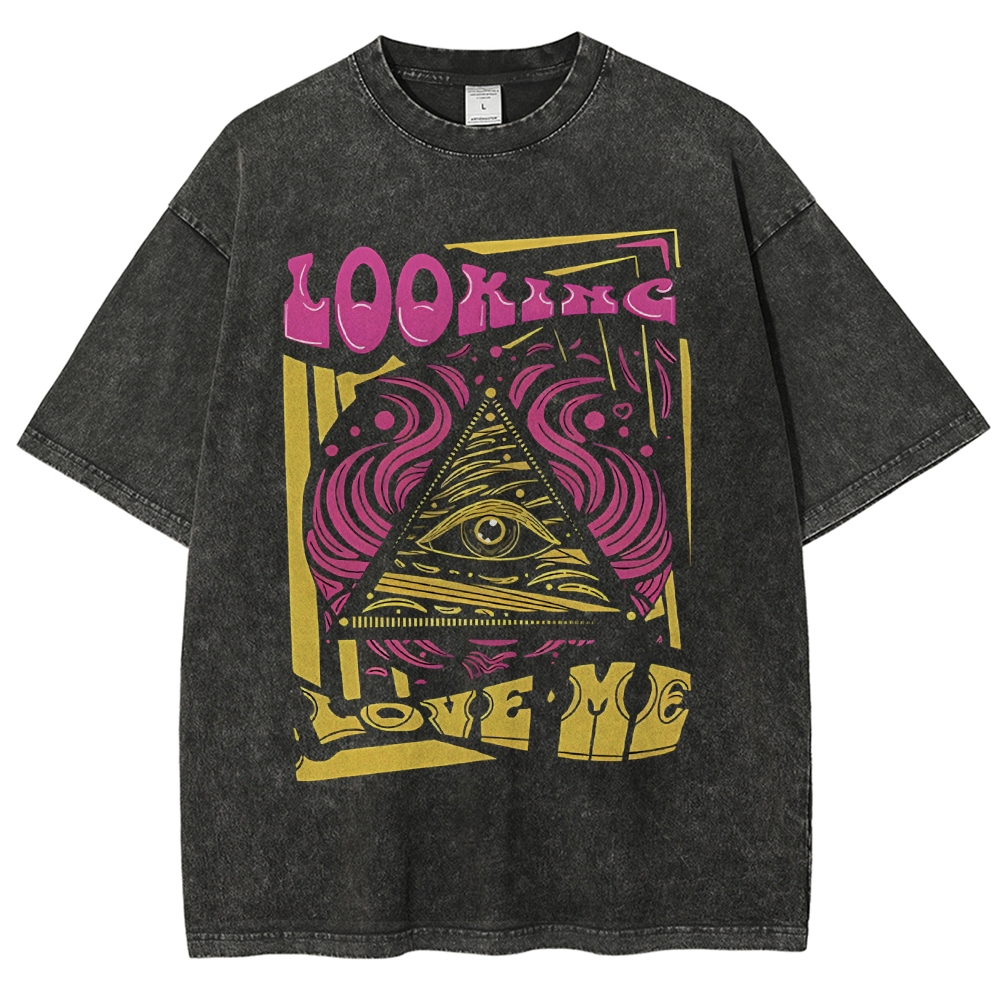 Looking Love Me Art Design Unisex Washed T-shirt