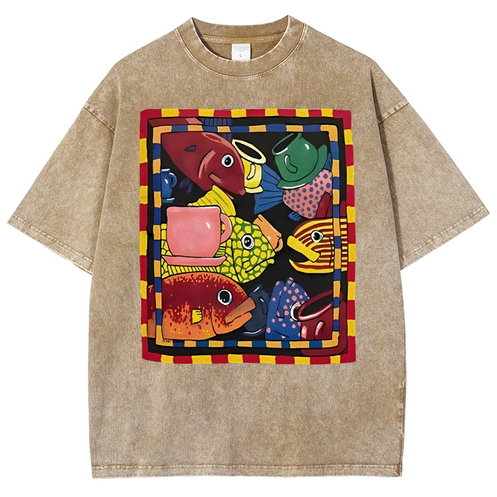 Sea Portrait Art Design Unisex Washed T-shirt