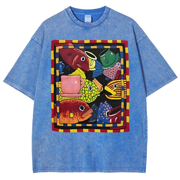 Sea Portrait Art Design Unisex Washed T-shirt