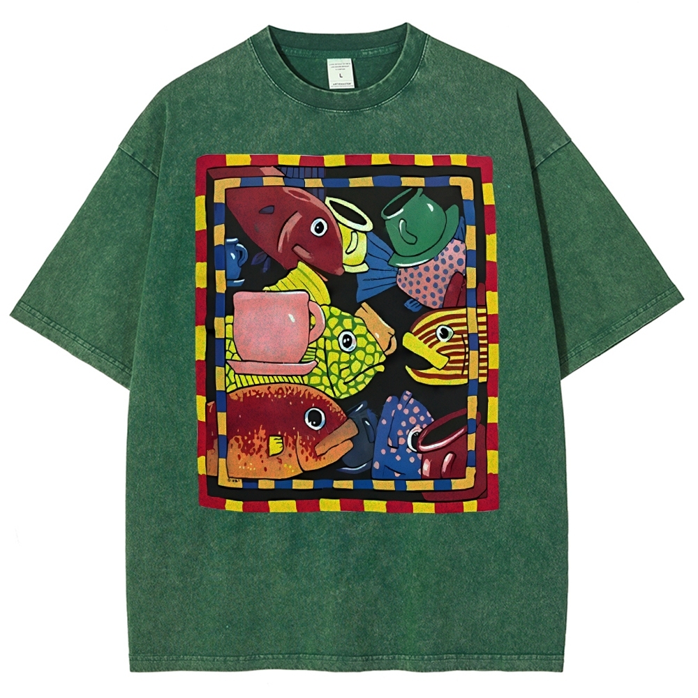 Sea Portrait Art Design Unisex Washed T-shirt