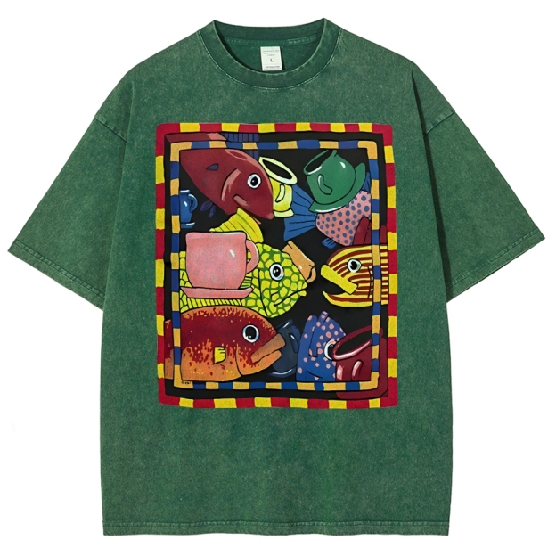 Sea Portrait Art Design Unisex Washed T-shirt