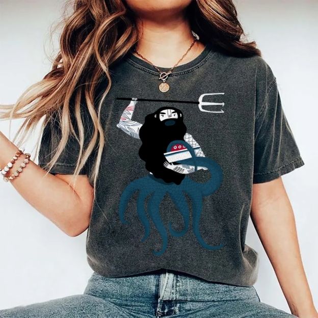 Unisex Octopus Printed Washed Tee