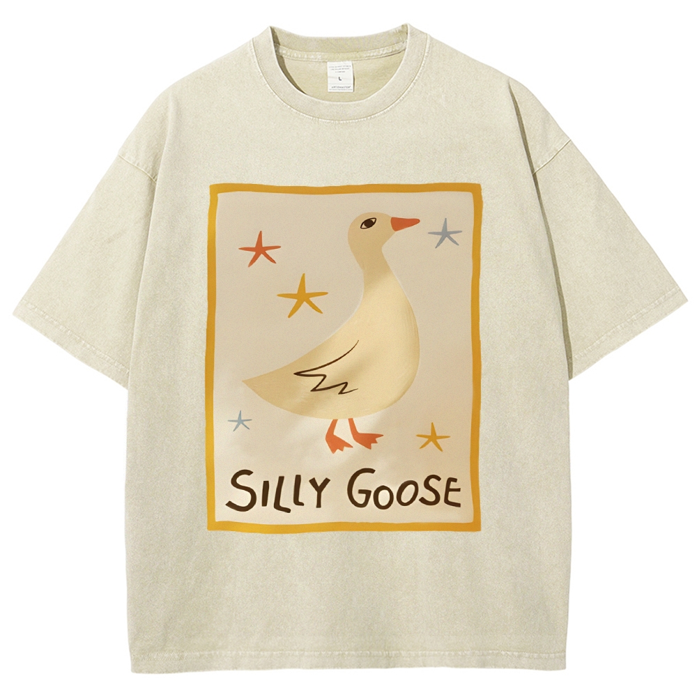 Unisex Silly Goose Printed Washed Tee