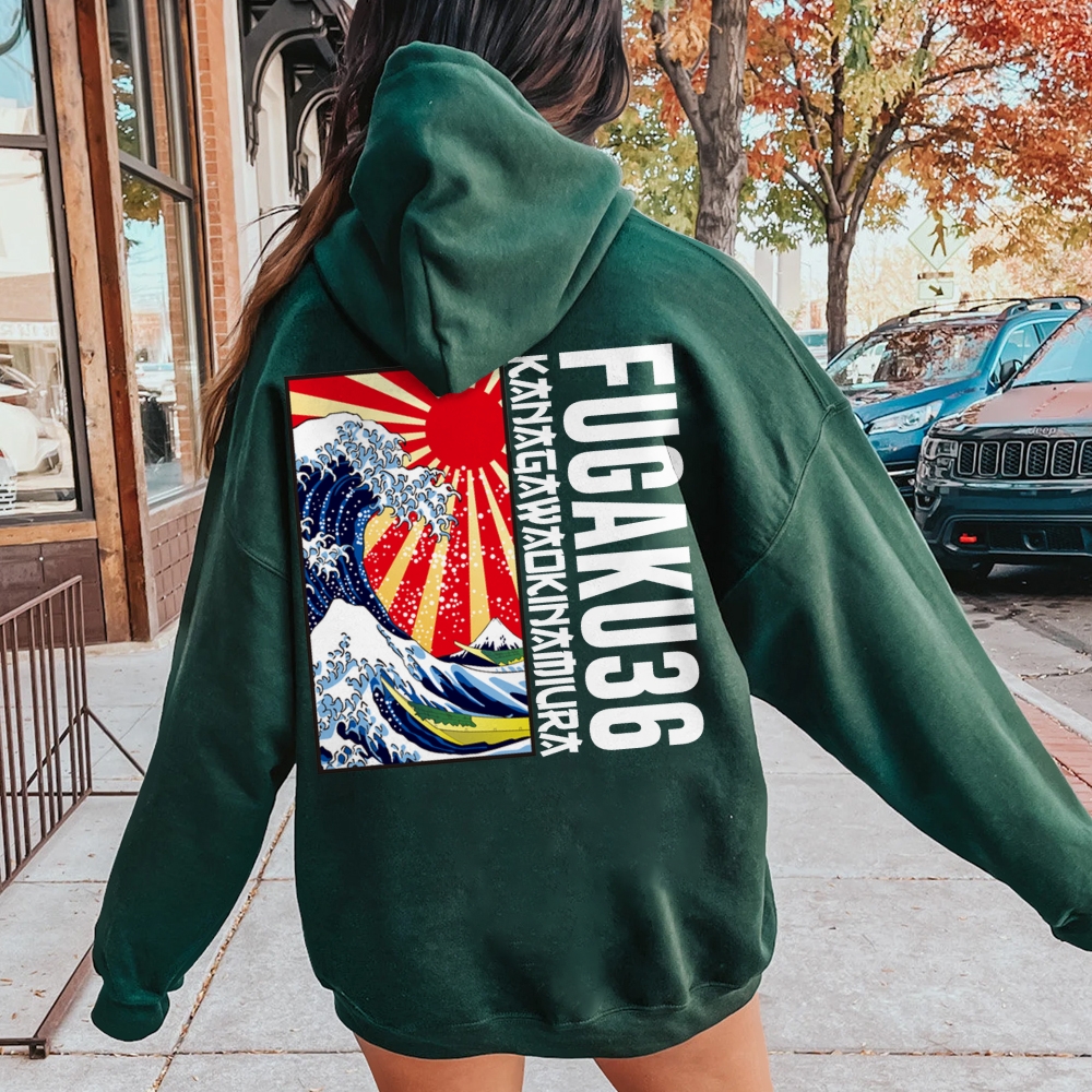 Fugaku36 Printed Back Cotton Hoodie