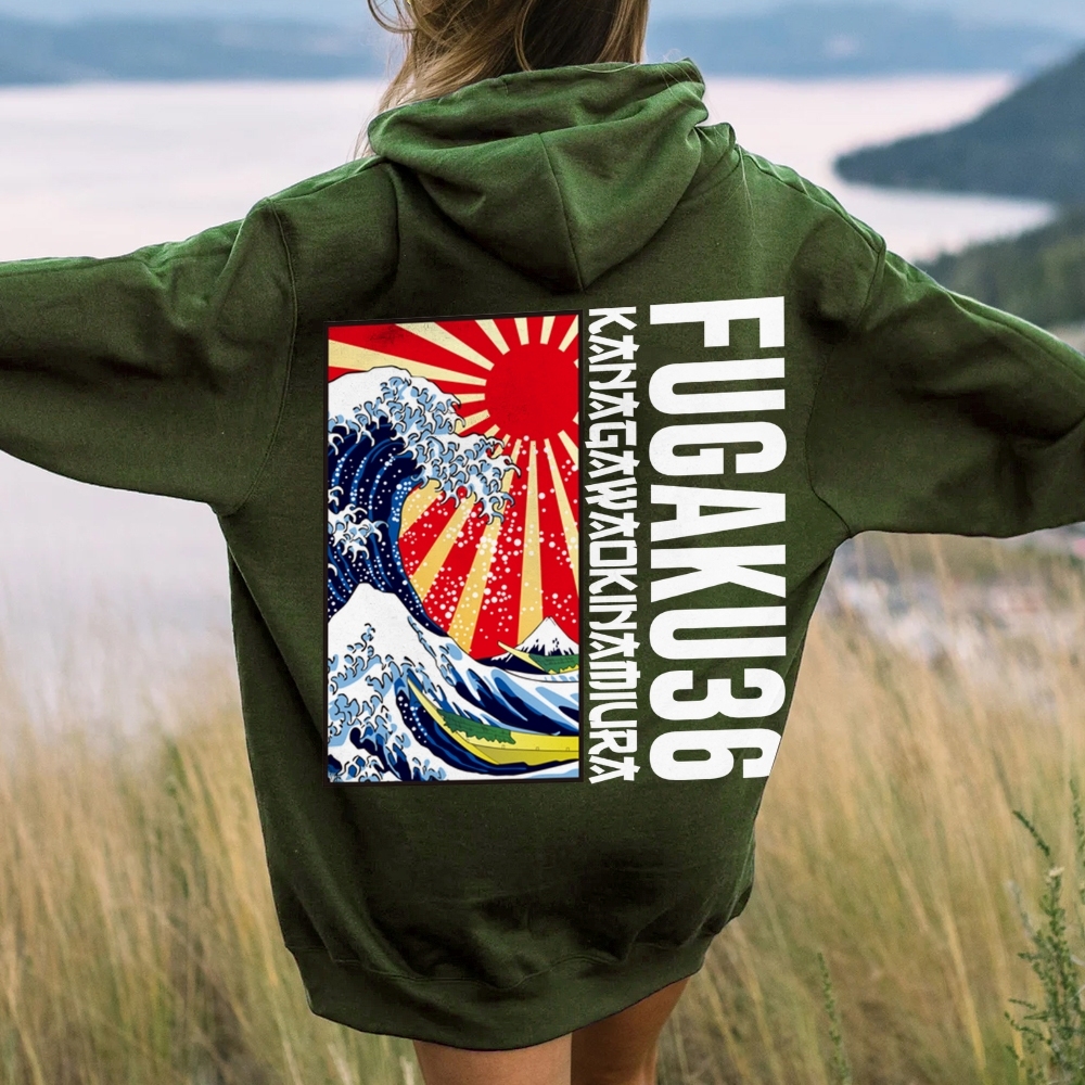 Fugaku36 Printed Back Cotton Hoodie