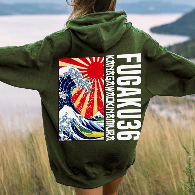 Fugaku36 Printed Back Cotton Hoodie