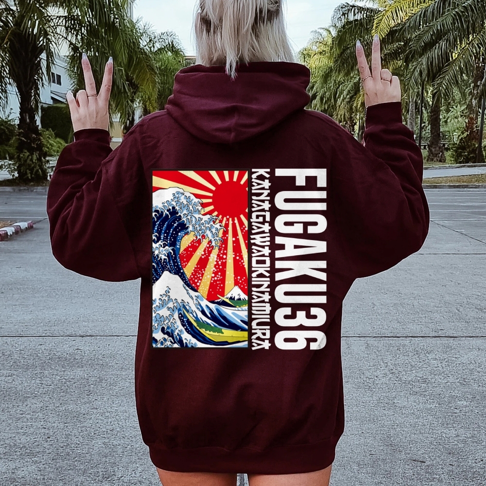 Fugaku36 Printed Back Cotton Hoodie