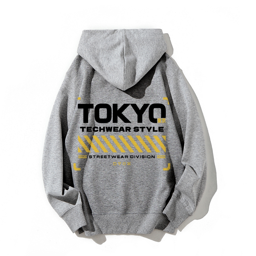 Tokyo Techwear Style Printed Back Cotton Hoodie