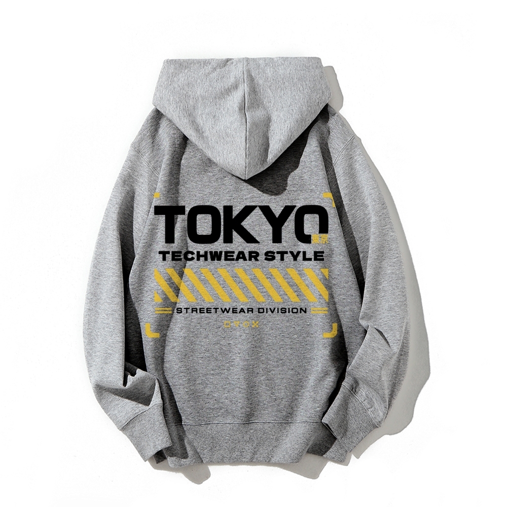 Tokyo Techwear Style Printed Back Cotton Hoodie