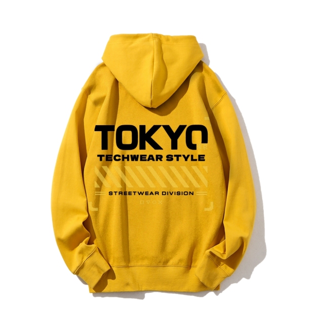Tokyo Techwear Style Printed Back Cotton Hoodie
