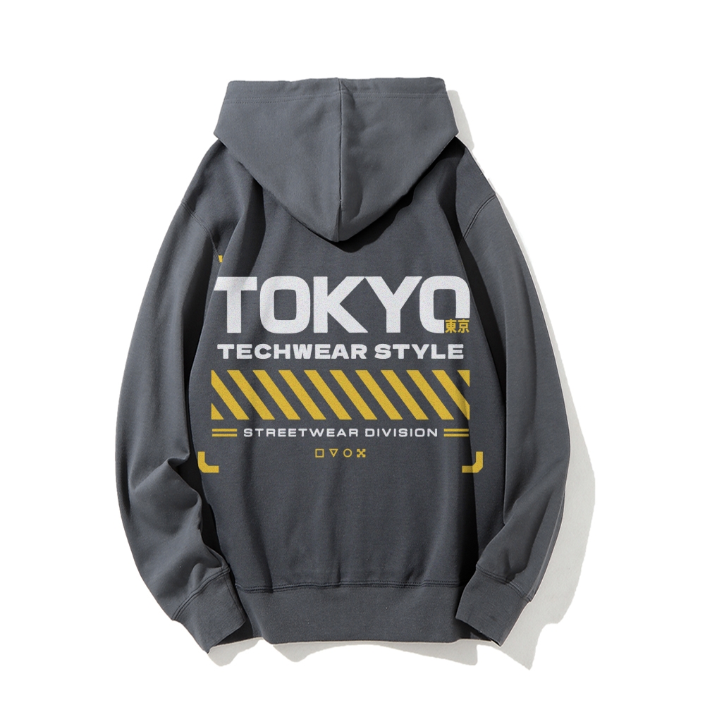 Tokyo Techwear Style Printed Back Cotton Hoodie