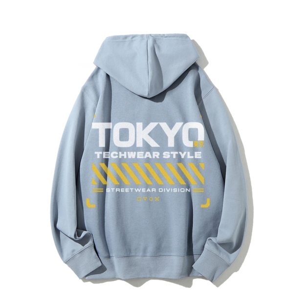 Tokyo Techwear Style Printed Back Cotton Hoodie