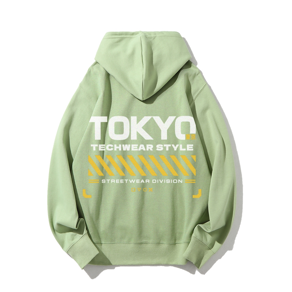 Tokyo Techwear Style Printed Back Cotton Hoodie