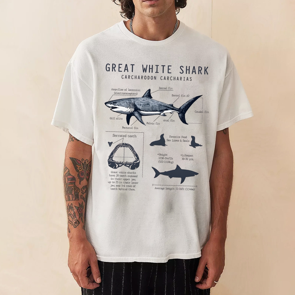 Great White Shark Unisex Cotton T-Shirt Customscool