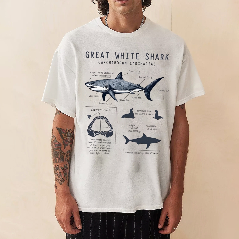 Great White Shark Unisex Cotton T-Shirt Customscool