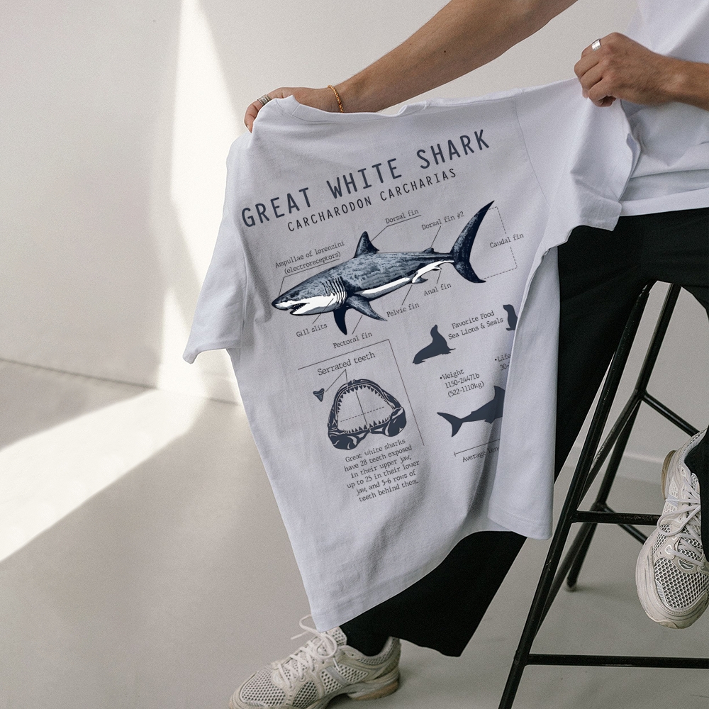 Great White Shark Unisex Cotton T-Shirt Customscool