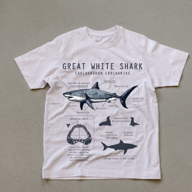 Great White Shark Unisex Cotton T-Shirt Customscool