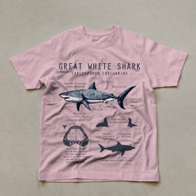 Great White Shark Unisex Cotton T-Shirt Customscool