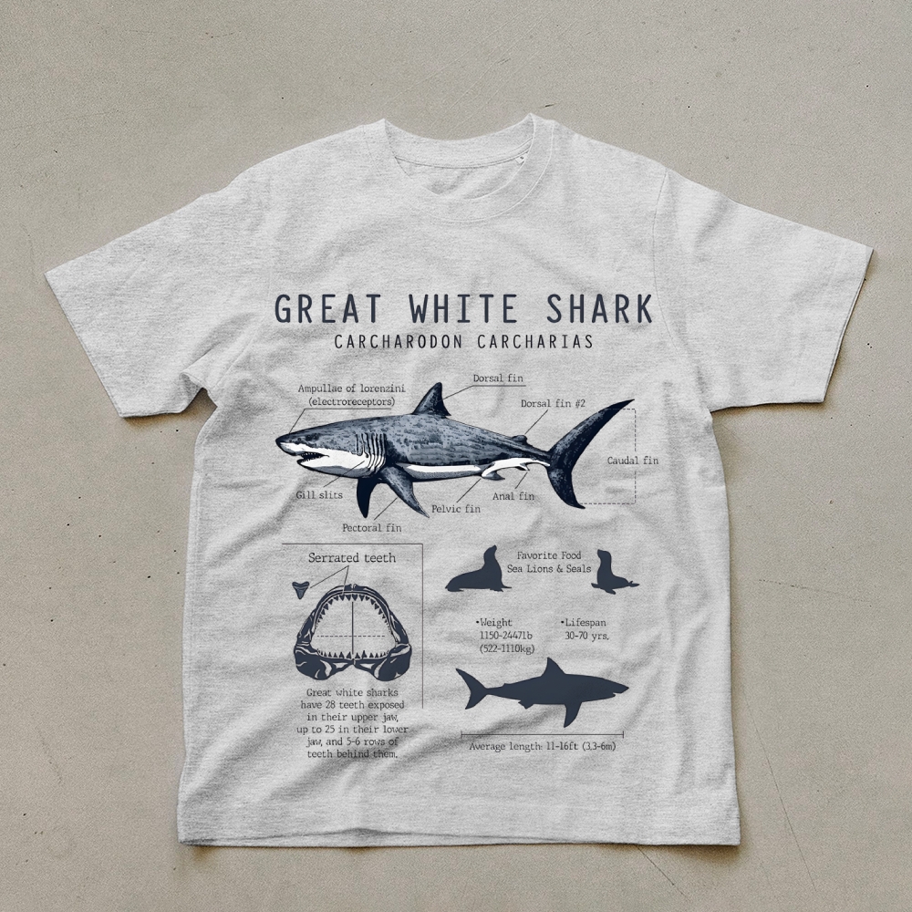 Great White Shark Unisex Cotton T-Shirt Customscool