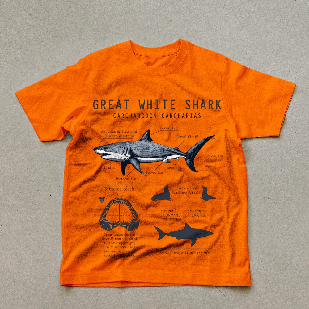 Great White Shark Unisex Cotton T-Shirt Customscool