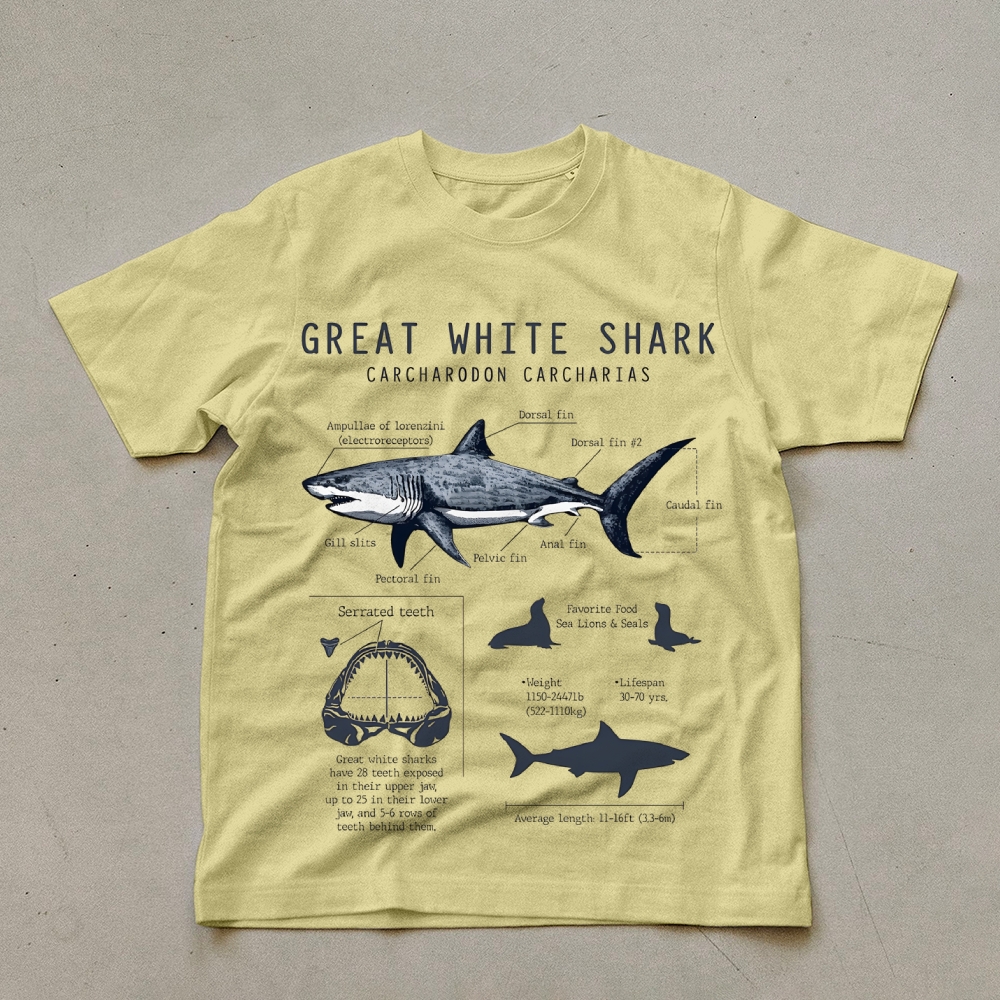 Great White Shark Unisex Cotton T-Shirt Customscool