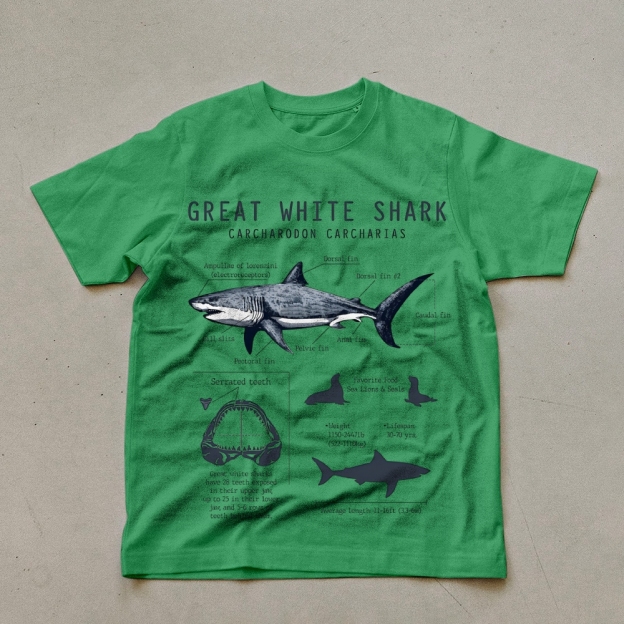 Great White Shark Unisex Cotton T-Shirt Customscool