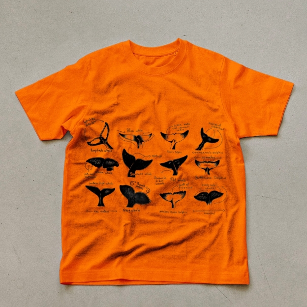 Sharks Tail Printing Vintage Cotton T-Shirt