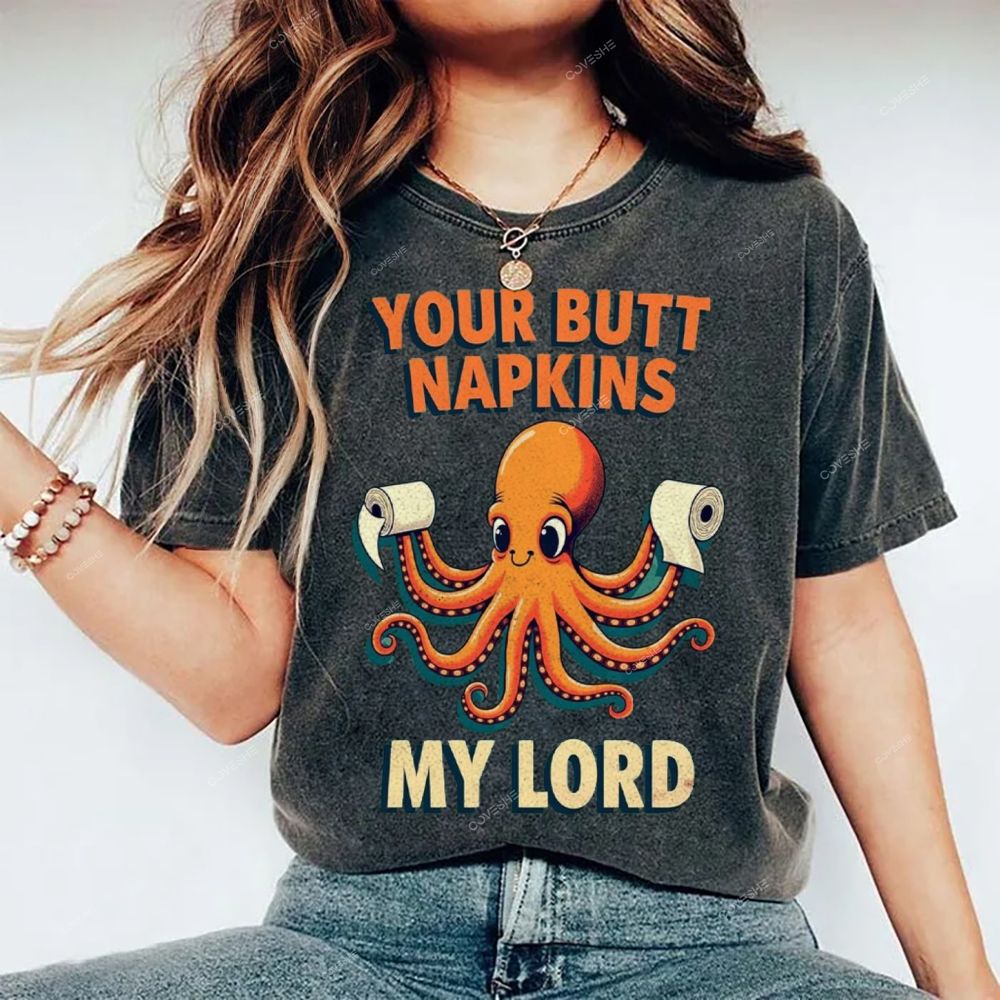 Unisex Octopus Printed Washed Tee