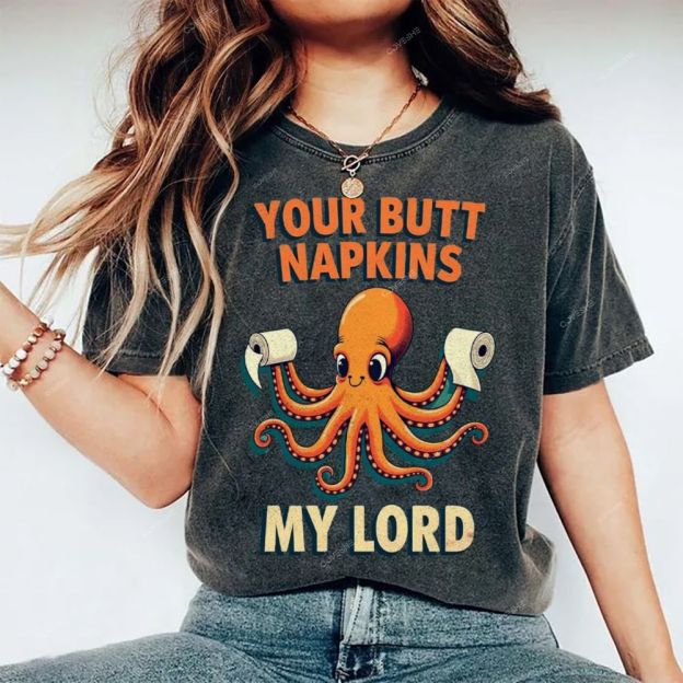 Unisex Octopus Printed Washed Tee
