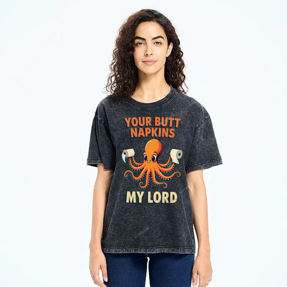 Unisex Octopus Printed Washed Tee