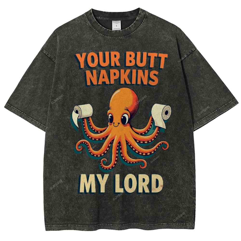 Unisex Octopus Printed Washed Tee