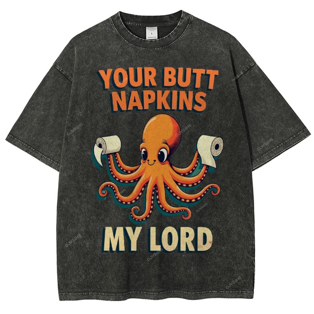Unisex Octopus Printed Washed Tee